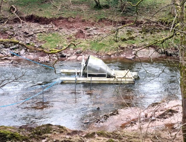 The smolt trap installed in the Usk